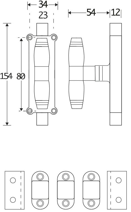 Kruk-espagnolet Bonton ebben glans nikkel Inclusief 1 Stang - Afbeelding 2
