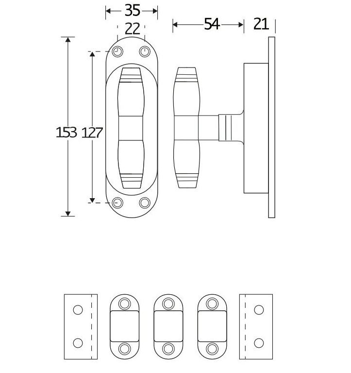 Kruk-espagnolet Bonton ebben glans nikkel Inclusief 2 Stangen - Afbeelding 2