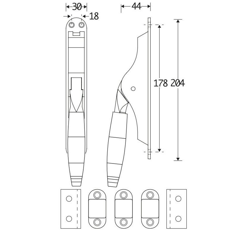 Pomp-espagnolet Bonton ebben messing Ongelakt Inclusief 2 Stangen - Afbeelding 2