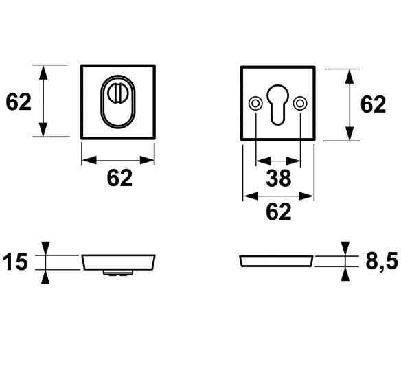AXA Edge Plus Veiligheidsrozet met Kerntrek beveiliging SKG3 Vierkant zwart - Afbeelding 2