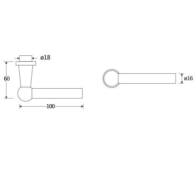 Deurklink Chemin de Fer 100mm mat zwart - Afbeelding 2
