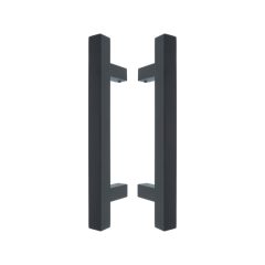 Set Deurgrepen Vierkant HoH 200mm rvs/zwart