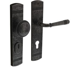 Intersteel voordeurbeslag Helena knop/kruk PC72 met kerntrek beveiliging oud grijs