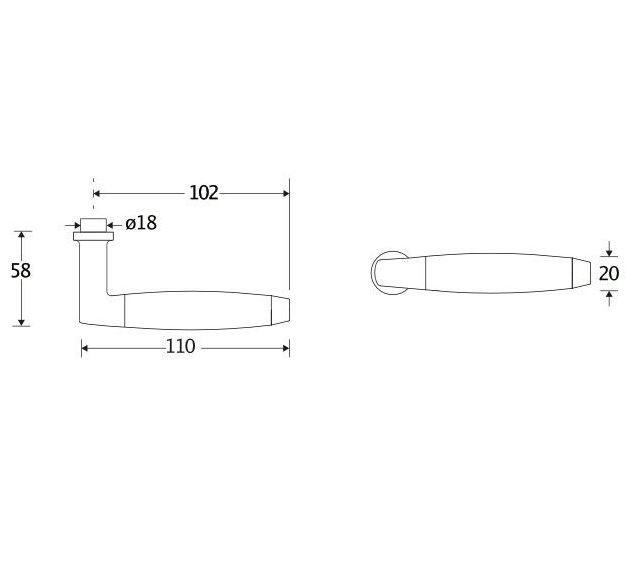 Deurklink Ton ebben mat nikkel ongelakt - Afbeelding 2