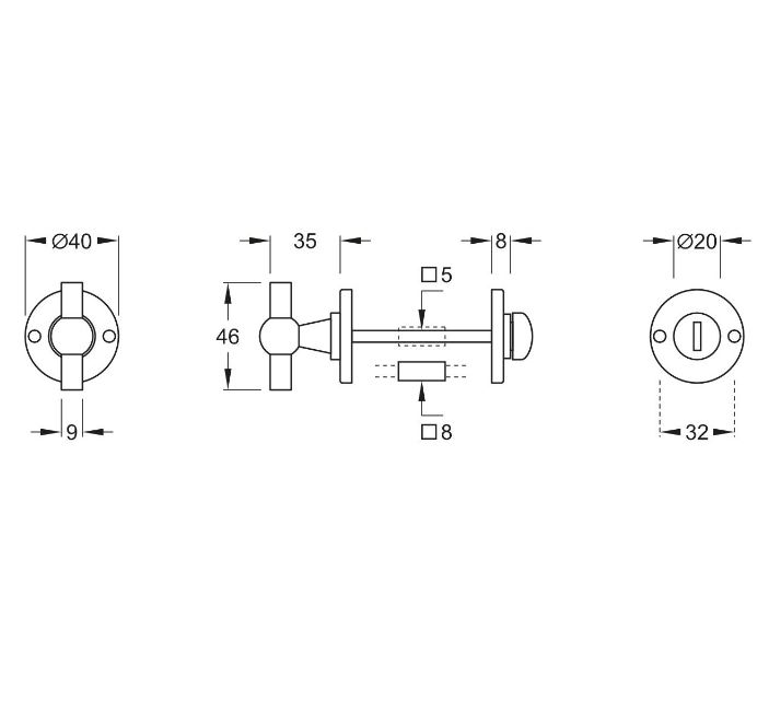WC-Sluiting 5-8 mm Chemin de Fer 40mm mat nikkel ongelakt - Afbeelding 2