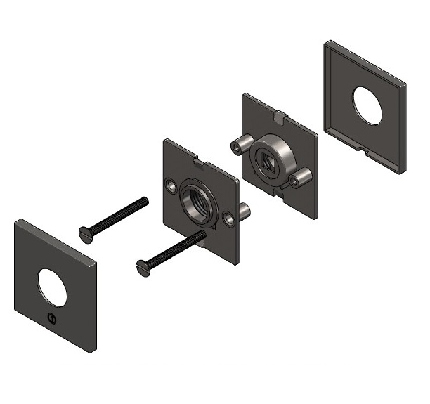 Intersteel rozet vierkant 50x50x5mm met 2-weg veerconstructie rvs zwart