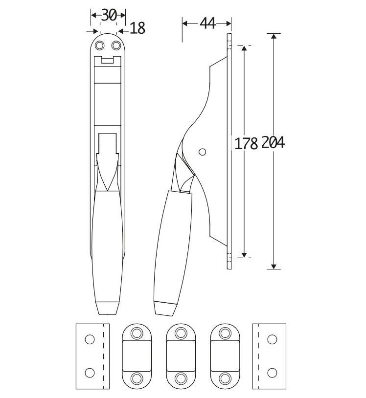 Pomp-espagnolet Ton teak mat zwart Inclusief 2 Stangen - Afbeelding 2