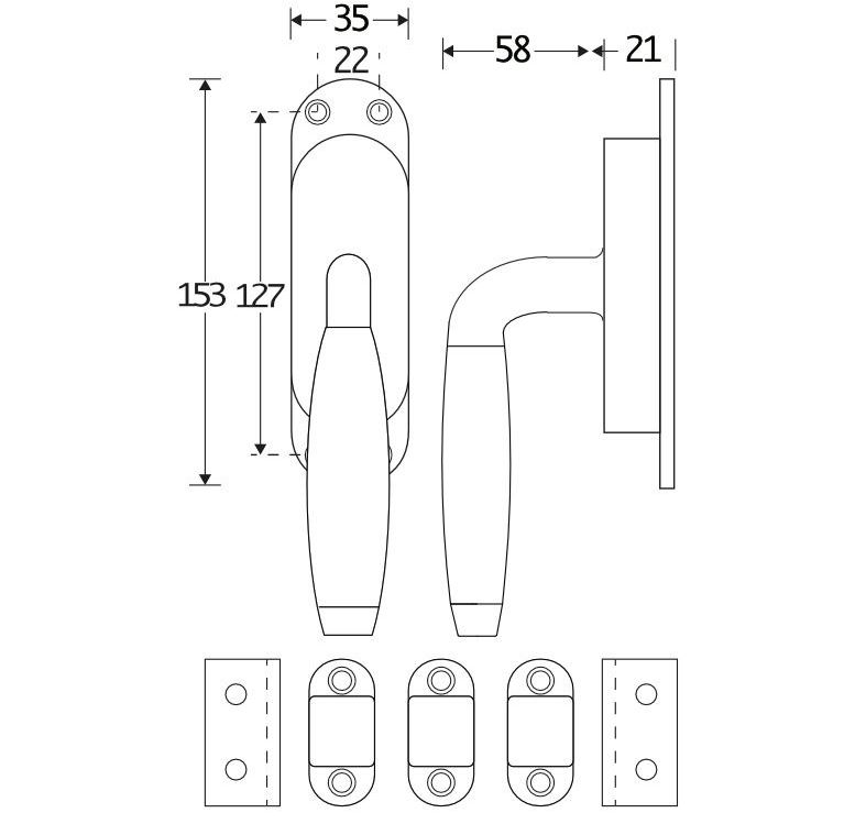 Kruk-espagnolet Ton teak Links mat zwart Inclusief 2 Stangen - Afbeelding 2