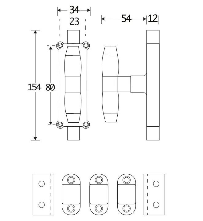 Kruk-espagnolet Ton teak mat zwart Inclusief 1 Stang - Afbeelding 2