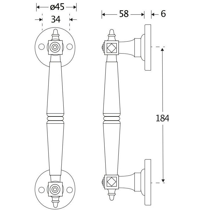 Deurgreep Roman/rond glans nikkel - Afbeelding 2