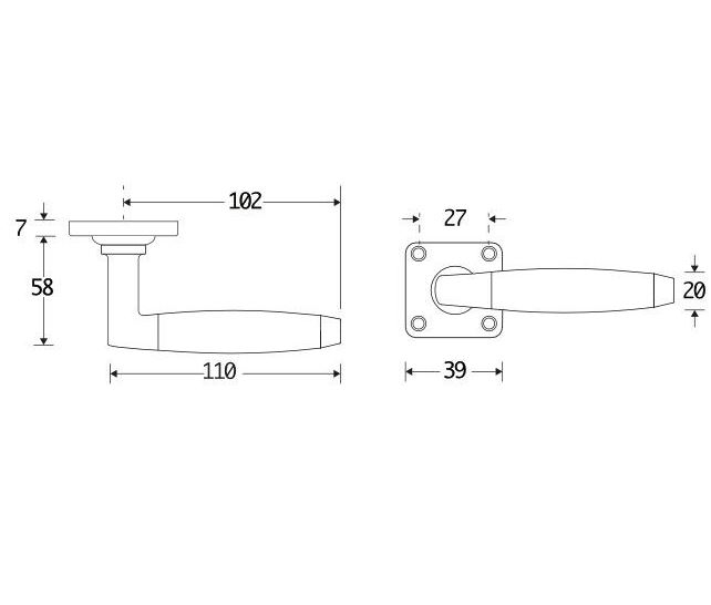 Deurklink op geveerd vierkant rozet Ton teak mat zwart - Afbeelding 2