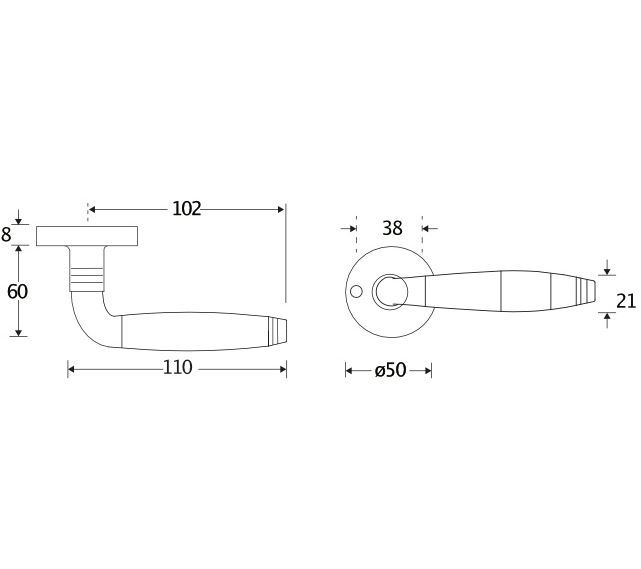 Deurklink op ongeveerd rozet Bonton bubinga/facet messing ongelakt - Afbeelding 2