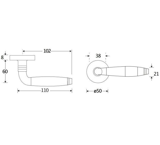 Deurklink op ongeveerd rozet Bonton ebben/facet glans nikkel - Afbeelding 2
