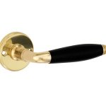 Deurklink op ongeveerd rozet Bonton ebben/facet messing ongelakt