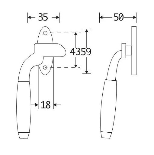 Raamboom Met Sluitplaat Links Ton teak mat zwart - Afbeelding 2