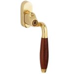 SKG2 Draaikiepgarnituur afsluitbaar Bonton bubinga/Smal Rechts messing ongelakt