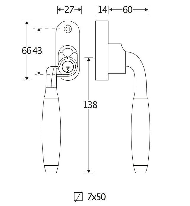 SKG2 Draaikiepgarnituur afsluitbaar Bonton bubinga/Smal Rechts messing ongelakt - Afbeelding 2