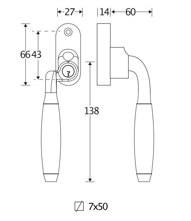 SKG2 Draaikiepgarnituur afsluitbaar Ton teak/smal Rechts mat zwart - Afbeelding 2