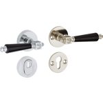 SKG3 kruk/kruk op rozet Roman bakeliet Rechts + kerntrekbeveiliging glans nikkel/glans chroom