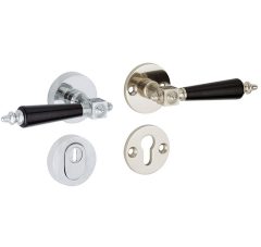 SKG3 kruk/kruk op rozet Roman bakeliet Rechts + kerntrekbeveiliging glans nikkel/glans chroom