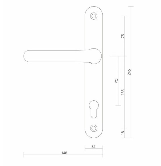 S2 veiligheidsbeslag 3221 smal binnen schild blind OV - Afbeelding 2