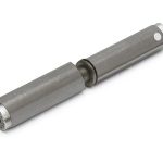 Aanlaspaumelle met veer en ring 180x18 mm rvs