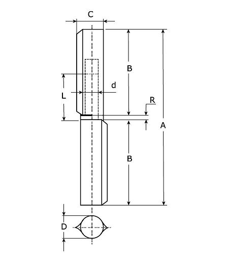 Aanlaspaumelle rvs pen & ring 60x10 mm - Afbeelding 2
