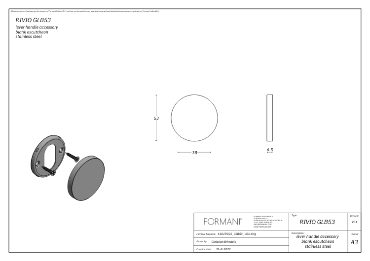 Blind plaatje RIVIO by Gensler GLB53 brons - Afbeelding 2