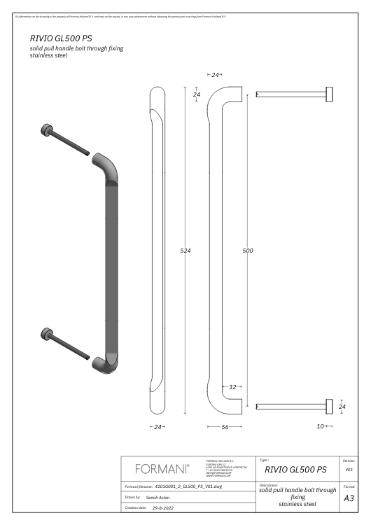 Deurgreep RIVIO by Gensler GL500PS pvd mat zwart - Afbeelding 2