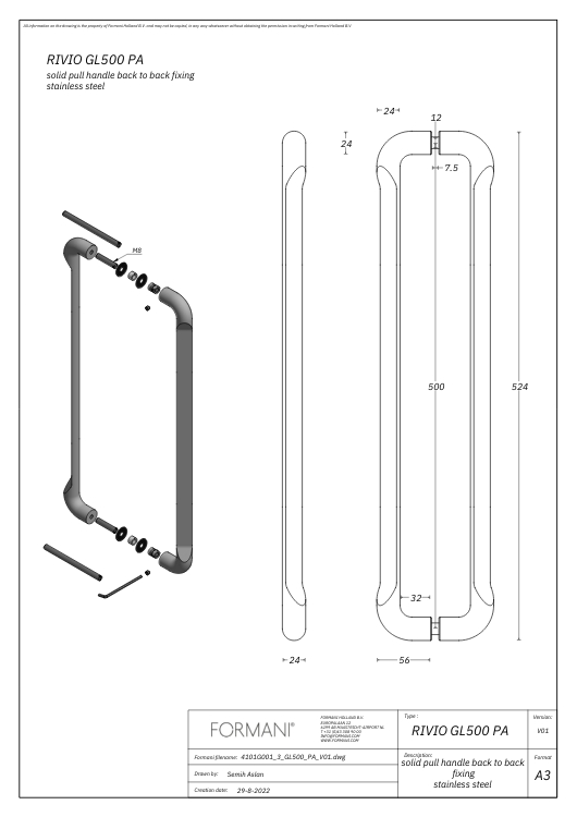 Set deurgrepen RIVIO by Gensler GL500PA pvd mat zwart - Afbeelding 2