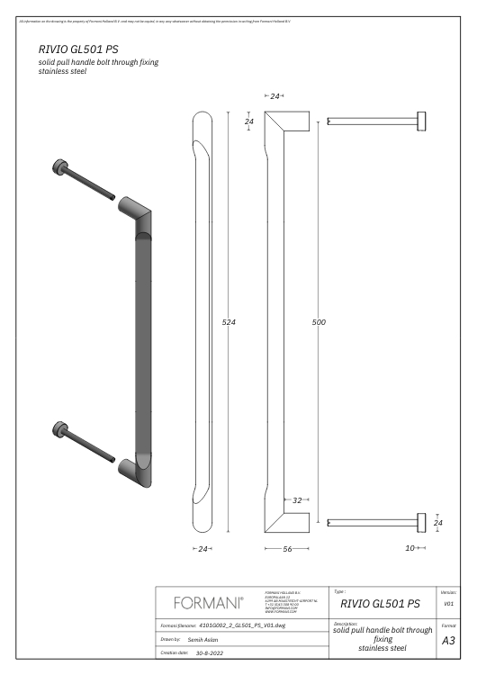 Deurgreep RIVIO by Gensler GL501PS mat rvs - Afbeelding 2
