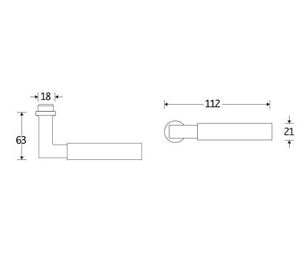 Deurklink Bauhaus ebben messing antiek - Afbeelding 2