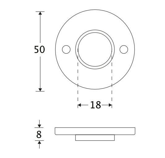 Set van twee krukrozetten Chemin de Fer 50mm messing antiek - Afbeelding 2