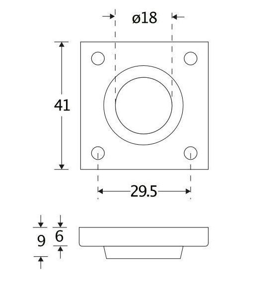 Set van twee krukrozetten vierkant 38mm messing antiek - Afbeelding 2
