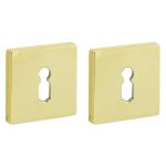 Set van twee Sleutelplaatjes Bauhaus verdekt messing gelakt