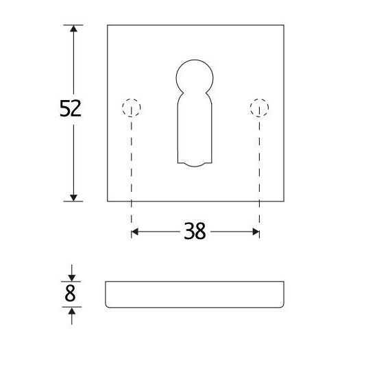 Set van twee Sleutelplaatjes Bauhaus verdekt messing gelakt - Afbeelding 2