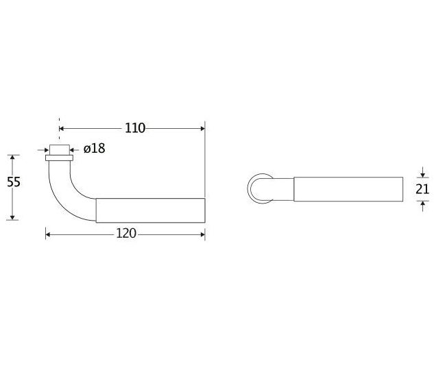 Deurklink Frankfurt ebben messing ongelakt - Afbeelding 2