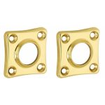 Set van twee krukrozetten vierkant 38mm messing ongelakt