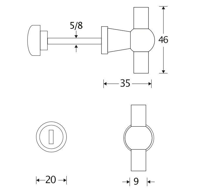 WC olive 5-8 mm Chemin de Fer messing antiek - Afbeelding 2