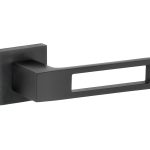 Deurklink op geveerd rozet Entry pvd mat zwart