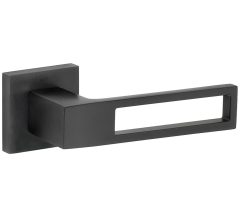 Deurklink op geveerd rozet Entry pvd mat zwart