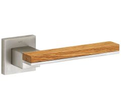 Deurklink op geveerd rozet Mimolimit mat nikkel ongelakt/eiken