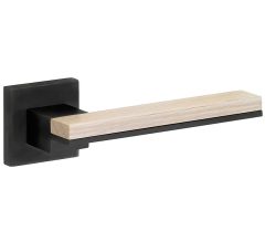 Deurklink op geveerd rozet Mimolimit pvd mat zwart/gebleekt eiken