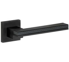 Deurklink op geveerd rozet Mimolimit pvd mat zwart