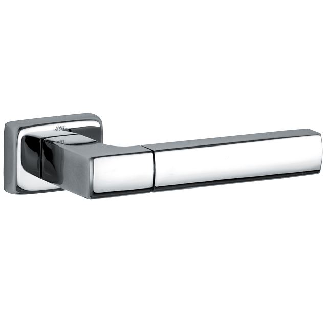 Deurklink op geveerd rozet Mini T glans chroom