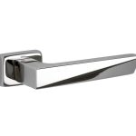 Deurklink op geveerd rozet Mini V glans chroom