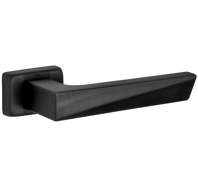 Deurklink op geveerd rozet Mini V pvd mat zwart