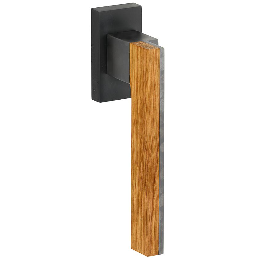 Draaikiepgarnituur Mimolimit links mat zwart pvd/eiken