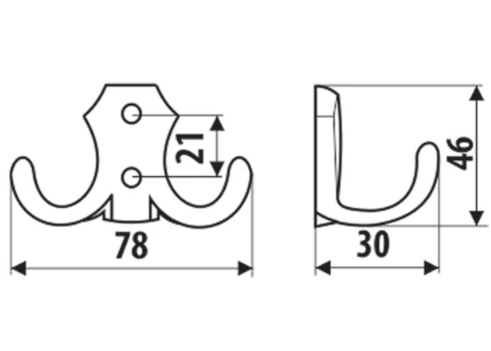 Kapstokhaak dubbel patina - Afbeelding 2
