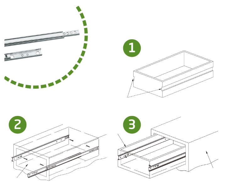 AMIG paar ladegeleiders gedeeltelijk uittrekbaar 182x17 mm staal verzinkt - Afbeelding 3